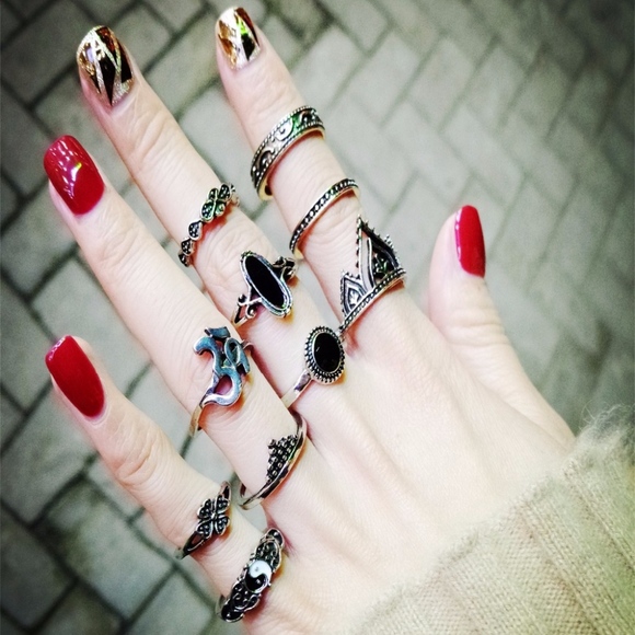 4 for $25 SALE!!! 10 Piece Boho Chic Midi Ring Set - Picture 3 of 6